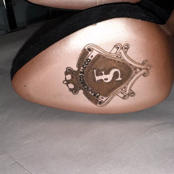 36/6❤️ITALY Francesco Sacco Leather Over Knee High Heels Tall Gold Chain Boots - Picture 7 of 10